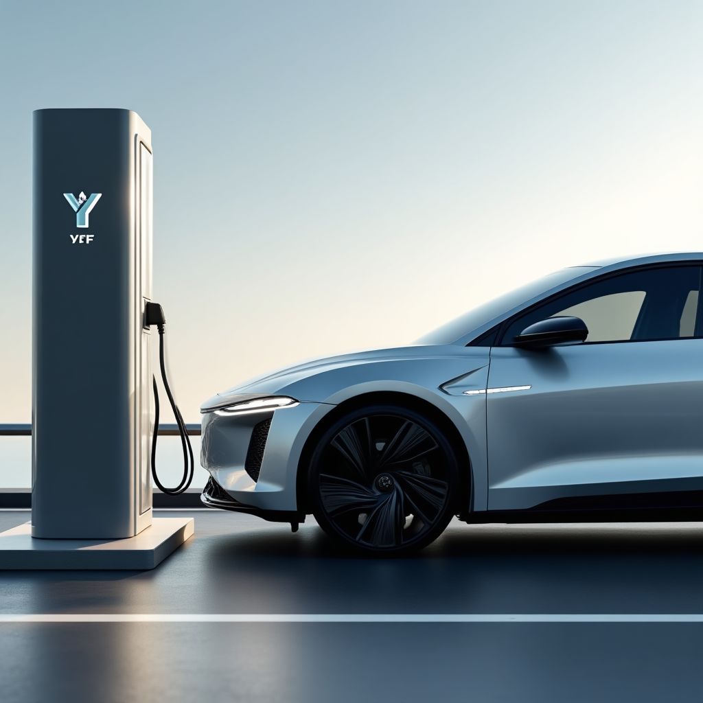 Vehículo eléctrico cargando en una estación de YPF
